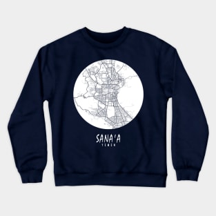 Sana'a, Yemen City Map - Full Moon Crewneck Sweatshirt